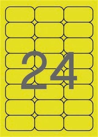 Etiketa, fluorescentní žlutá, 64 x 33,9 mm, zaoblené rohy, 480 ks/bal., APLI 02870 ,balení 20 ks