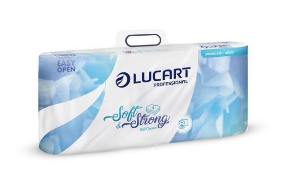 Toaletní papír Soft and Strong, bílá, třívrstvý, malé role, 10 rolí, LUCART ,balení 10 ks