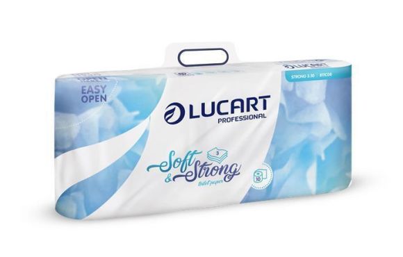 Toaletní papír Soft and Strong, bílá, třívrstvý, malé role, 10 rolí, LUCART ,balení 10 ks