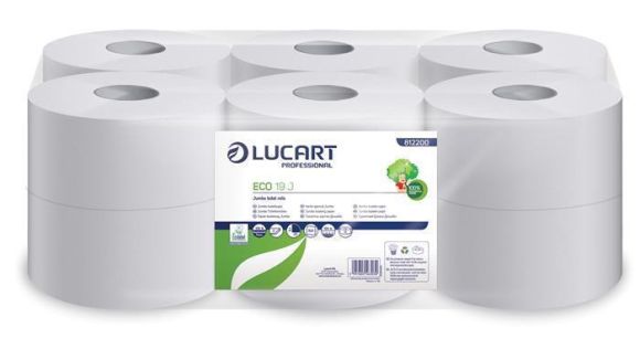 Toaletní papír Eco, bílý, 120 m, průměr 19 cm, 2 vrstvý, LUCART  ,balení 12 ks