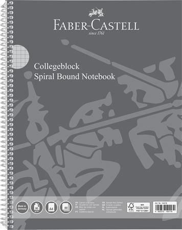 Spirálový sešit, A4, čtverečkovaný, 80 listů, perforovaný, děrovaný, FABER-CASTELL 70-010-419