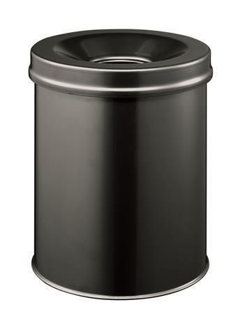 Odpadkový koš Safe, černý, nehořlavý, kovový, kulatý, DURABLE