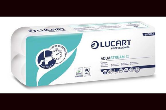 Toaletní papír Aquastream 10, bílá, 2-vrstvý, 22 m, LUCART ,balení 10 ks