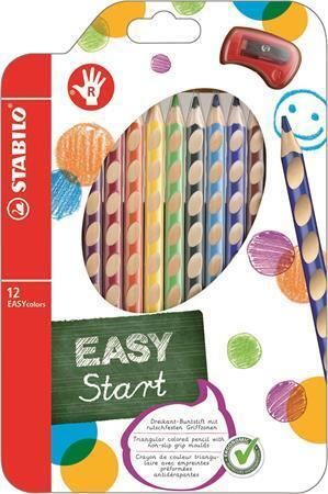 Barevná pastelka Easycolours, HB, trojhranná, pro praváky, 12ks/ bal. , STABILO