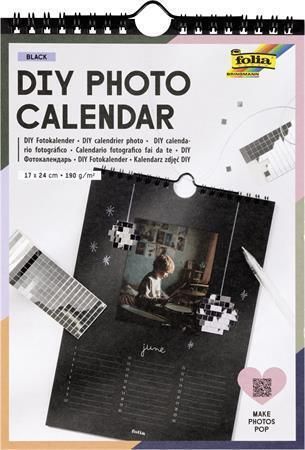 Fotokalendář DIY, černá, nástěnný, kreativní, 17 x 24 cm, 190 g, 13 listů, FOLIA 23185 Fotokalendář DIY, černá, nástěnný, kreativní, 17 x 24 cm, 190 g, 13 listů, FOLIA 23185