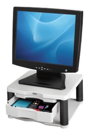 Podstavec pod monitor, se zásuvkou, FELLOWES Premium Plus, platinový