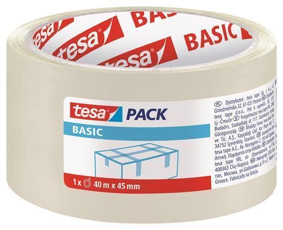 Balicí páska tesapack Basic, transparentní, 45 mm x 40 m, TESA 585740000000