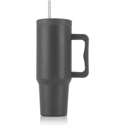 Termohrnek s brčkem, šedá, 1,2 l, s rukojetí, 1605TER030