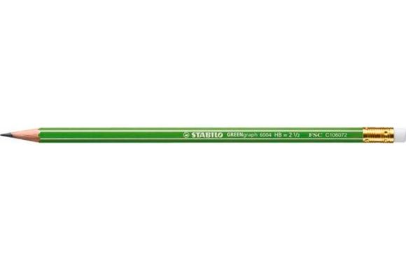 Grafitová tužka s gumou Greengraph, HB, šestihranná, STABILO