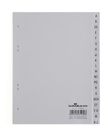 Rejstříky, šedá, A5, PP, A-Z, 20 ks / balení, DURABLE 655010 ,balení 20 ks