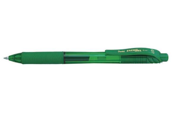 Gelové pero EnerGelX BL107, zelená, 0,35 mm, stiskací mechanismus, PENTEL BL107-DX