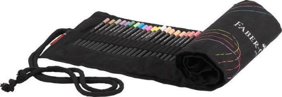 Barevné pastelky Black Edition, 72 barev, trojhranné, rolovací pouzdro, FABER-CASTELL 116418
