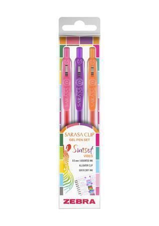 Gelové pero Sarasa Clip Sunset, 3 různé barvy, 0,25 mm, stiskací mechanismus, ZEBRA 99434
