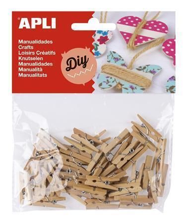 Mini kolíčky Creative, dřevěné, přírodní, APLI ,balení 45 ks