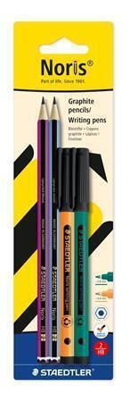 Grafitová tužka Noris colour edition set, 2 ks+oranžový a zelený fix, HB, sada, STAEDTLER 61 BK4-2