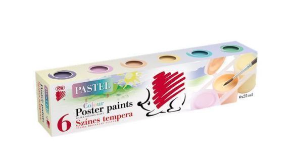 Temperová barva Ježek, 6 různých pastelových barev, v kelímku, ICO 7270118005