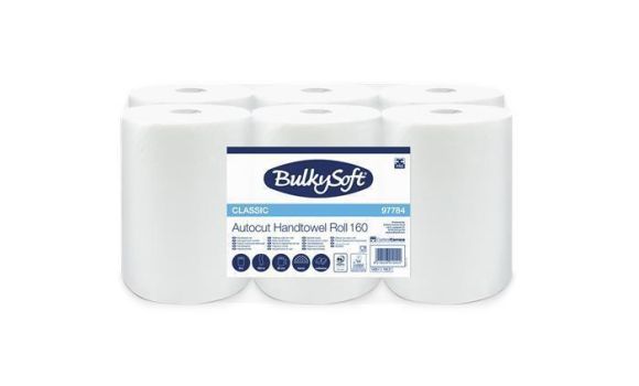 Papírové ručníky Universal System, bílá, 2-vrstvé, průměr 15,5 cm, 6 rolí, BULKYSOFT 97784.E10 ,balení 6 ks