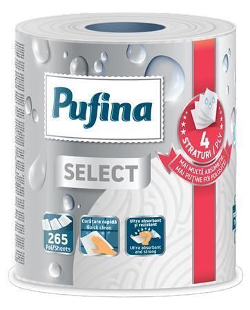 Papírové utěrky Select, 4-vrstvé, 265 útržků, 1 role, PUFINA PP21244 Papírové utěrky Select, 4-vrstvé, 265 útržků, 1 role, PUFINA PP21244