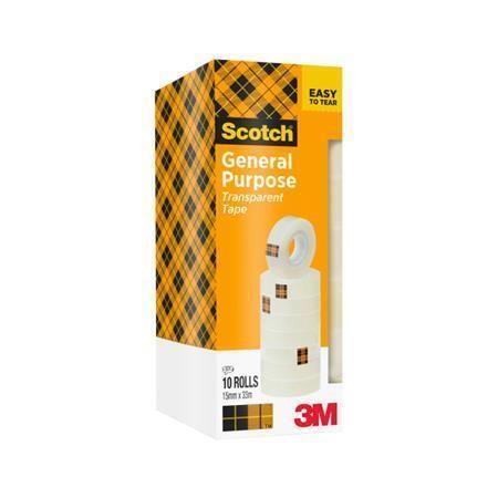 Lepicí páska, transparentní, 15 mm x 33 m, 10 ks/balení, 3M SCOTCH 7100336226 ,balení 10 ks