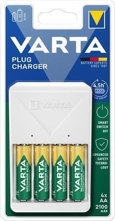 Nabíječka baterií Plug AA/AAA, 4 x 2100 mAh AA, VARTA