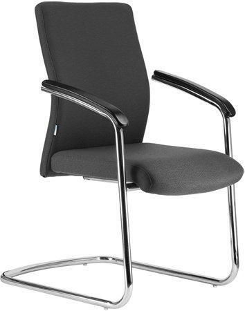 Jednací židle BOSTON/S, šedá, chromovaný rám, čalouněná