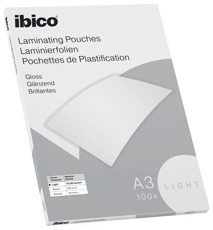 Laminovací fólie Light, 80 mikronů, A3, lesklá, 100 ks, IBICO 627311 ,balení 100 ks