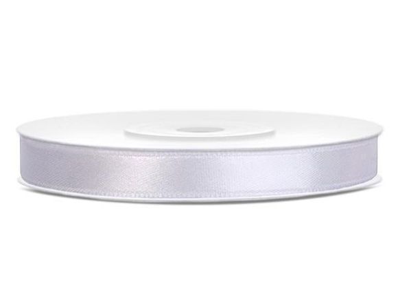 Saténová stuha, bílá, 6 mm x 25 m