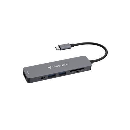 Rozbočovač USB-C, 6portový, HDMI, USB-A 3.2 Gen 1, USB-C PD, USB-A, SD, microSD, VERBATIM 32156 Rozbočovač USB-C, 6portový, HDMI, USB-A 3.2 Gen 1, USB-C PD, USB-A, SD, microSD, VERBATIM 32156