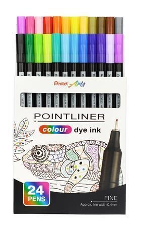 Liner Pointliner, 24 různých barev, 0,4 mm, sada, PENTEL S40-24