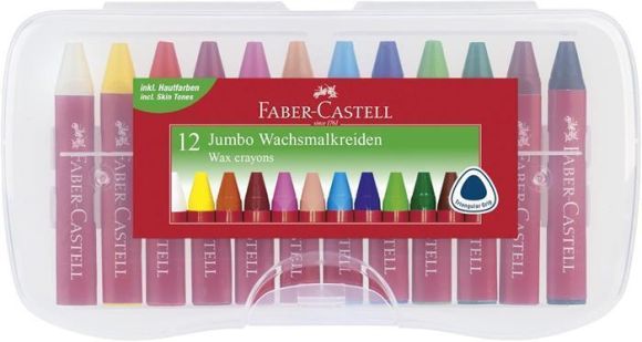 Voskovky Jumbo, 12 barev, trojhranné, FABER-CASTELL 120011