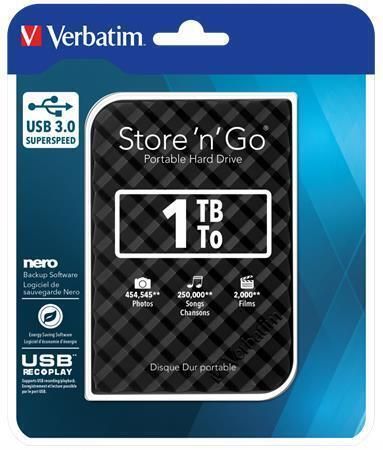 2,5 HDD (hard-drive), 1TB,  USB 3.0, VERBATIM Store \'n\' Go, černá