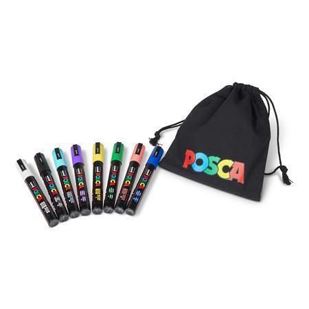 Akrylový popisovač Posca Pouch PC-5M, 8 barev, sada v tašce, 1,8-2,5 mm, UNI 2UPC5MPOUCH