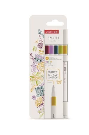 Fineliner Emott Retro, 5 různých barev, 0,4 mm, UNI 302422265
