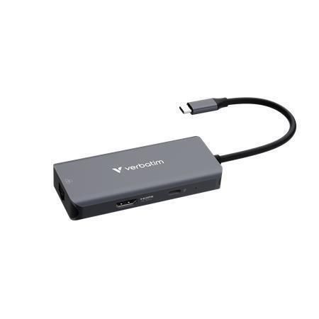 Rozbočovač USB-C, 6portový, HDMI, 3x USB-A 3.2 Gen 1, USB-C PD, RJ45, VERBATIM 32157 Rozbočovač USB-C, 6portový, HDMI, 3x USB-A 3.2 Gen 1, USB-C PD, RJ45, VERBATIM 32157