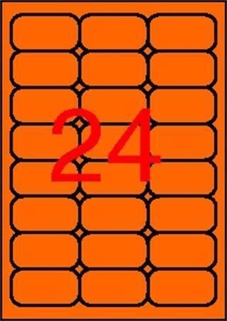 Etiketa, fluorescentní oranžová, 64 x 33,9 mm, zaoblené rohy, 480 ks/bal., APLI 02871 ,balení 20 ks