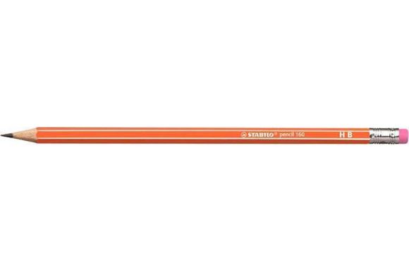 Grafitová tužka s gumou Pencil 160, oranžová, HB, šestihranná, STABILO