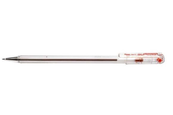 Kuličkové pero BK77, červená, 0,35 mm, s víčkem, PENTEL BK77-B