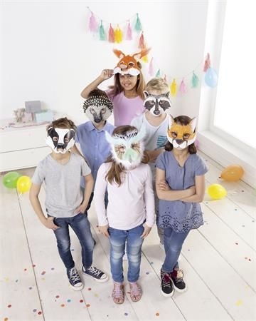 Papírová maska pro děti, lesní zvířátka, bílá, k vymalování, 6 motivů, FOLIA 23259 Papírová maska pro děti, lesní zvířátka, bílá, k vymalování, 6 motivů, FOLIA 23259