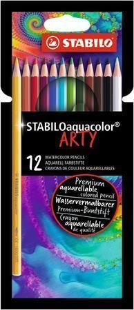 Akvarelové pastelky Aquacolor ARTY, 12 různých barev, STABILO