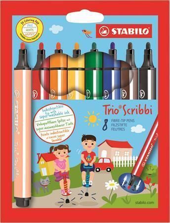 Fixy Trio Scribbi, sada, odpružený hrot, 1,5-2mm, 8ks/bal., STABILO