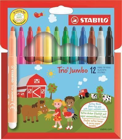 Fixy Trio Jumbo, sada, 3 mm, 12 barev, STABILO