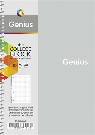 Spirálový sešit Genius, mix motivů, čtverečkovaný, B5, 80 listů, SHKOLYARYK B5-080-6800K