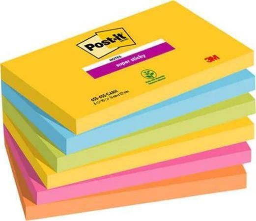 Samolepicí bloček Super Sticky Carnival, mix barev, 76 x 127 mm, 6x 90 listů, 3M POSTIT 7100242804 ,balení 540 ks
