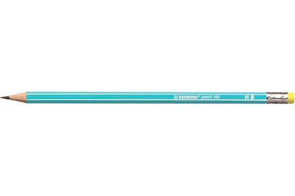 Grafitová tužka s gumou Pencil 160, modrá, HB, šestihranná, STABILO