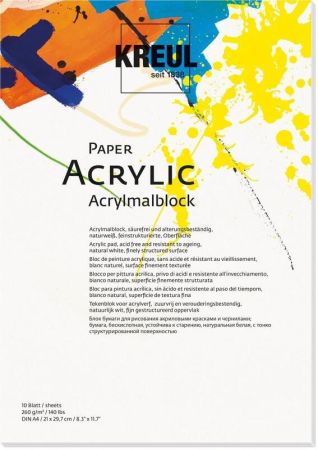 Skicák na akryl, A4, 260g, 10 listů, KREUL ,balení 10 ks Skicák na akryl, A4, 260g, 10 listů, KREUL ,balení 10 ks