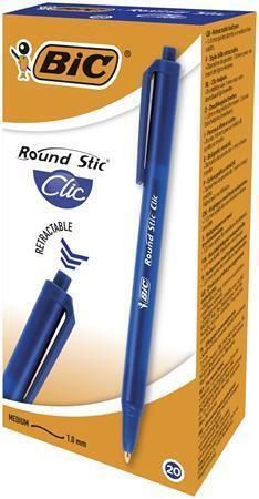 Kuličkové pero Round Stic Clic, modrá, 0,4 mm, výsuvné, BIC 926376