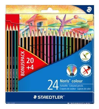 Barevné pastelky Noris Colour, 20+4 mix barev, šestihranné, STAEDTLER