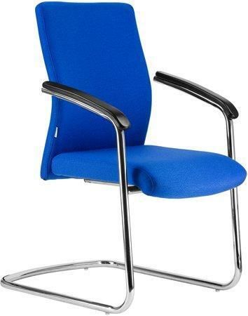 Jednací židle BOSTON/S, modrá, chromovaný rám, čalouněná