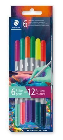 Fixy 3280, 12 různých barev, sada Multivesmír 1, 1-3 mm, oboustranné, vypratelné, STAEDTLER 3280C6