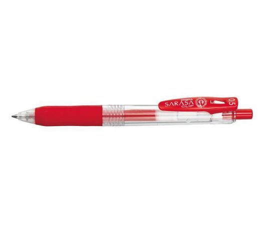 Gelové pero Sarasa Clip, červená, 0,33 mm, stiskací mechanismus, ZEBRA 46730